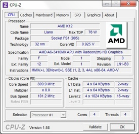 AMD A6-3410MX CPU-Z