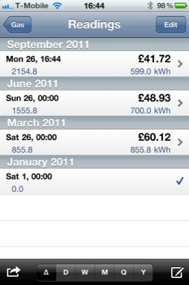 Meter Readings screenshot