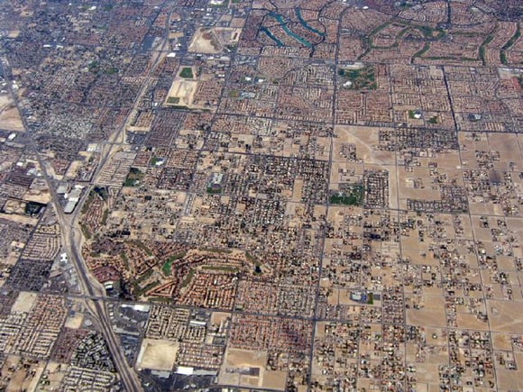 An aerial view of Las Vegas