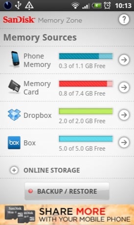 SanDisk Memory Zone Android screenshot