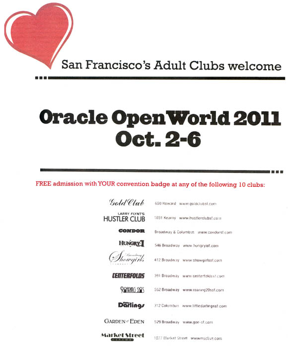 Gentlemen's club advertisements during Oracle OpenWorld