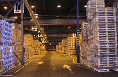 warehouse interior - wide aisle, big shelves