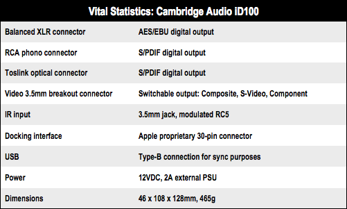 Cambridge Audio iD100 professional iOS device dock