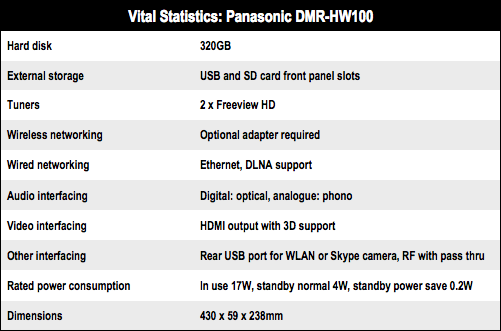 Panasonic DMR-HW100 3D-compatible DVR