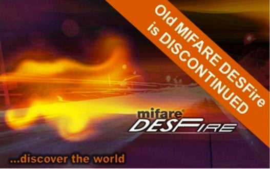 Picture of Mifare DESFire card being discontinued