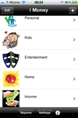 iMoney iOS app screenshot