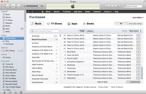 iTunes Store 'Purchased' screenshot
