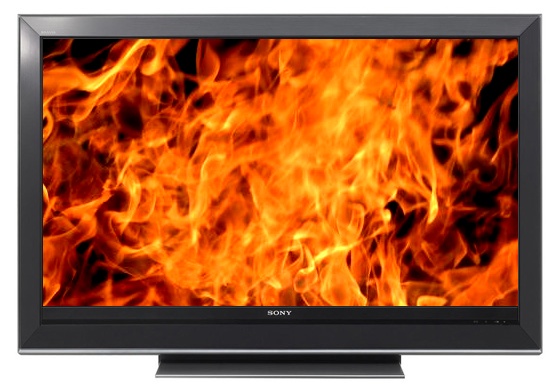 Sony Bravia KDL-40V3000 with fire on the screen