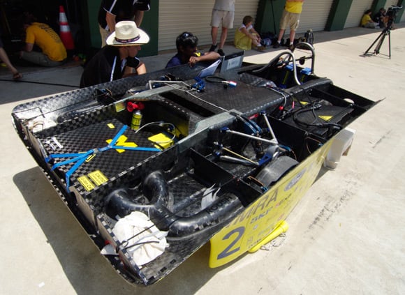 University of Michigan's car in the pit lane