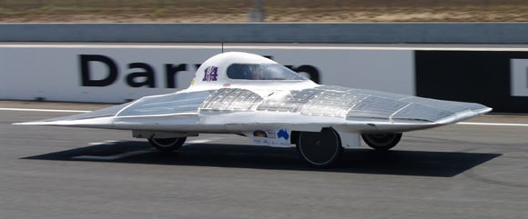 The Durham team's car whizzes around the track