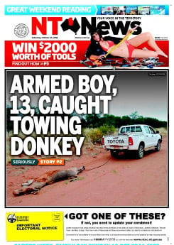 The front page of today's newstastic NT News