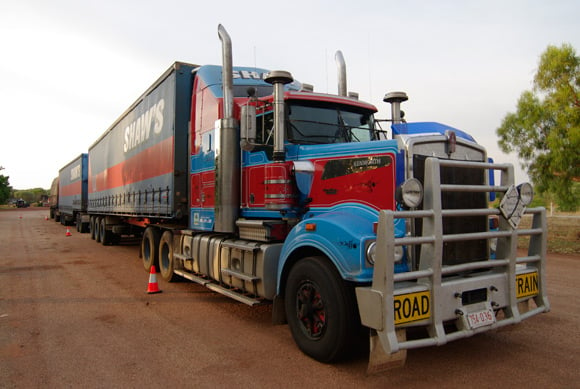 A road train parked up at Dunmarra