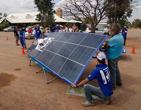 Team Tokai at the checkpoint in Glendambo earlier today