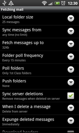 K9 Android email app screenshot