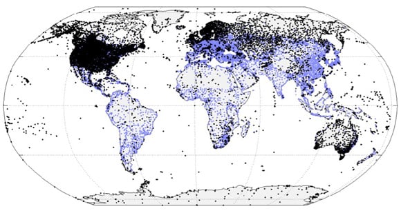 Berkeley Earth Surface Temperature project station distribution