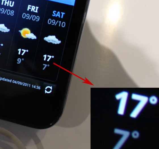 Samsung Galaxy Nexus display close-up