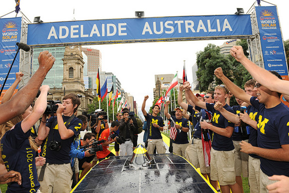 Michigan celebrate in Adelaide. Pic: World Solar Challenge