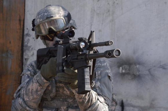 The Modular Accessory Shotgun System fitted to the M16 rifle. Credit: US Army