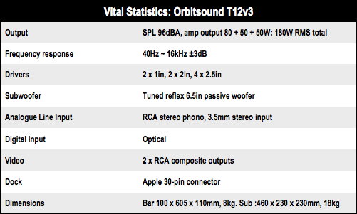 Orbitsound T12v3 soundbar