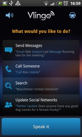 Vlingo Android app screenshot