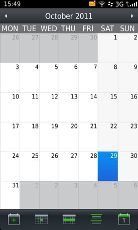 BlackBerry's calendar view