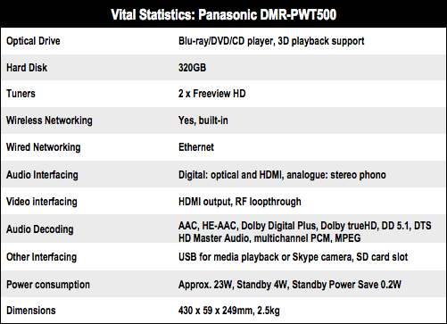 Panasonic DMR-PWT500 3D Blu-ray player and Freeview+HD PVR