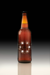 Lights embedded in beer-bottle label