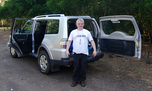 Drew Cullen poses with our hire car