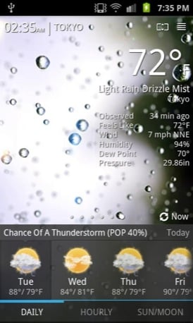 BeWeather Android app screenshot