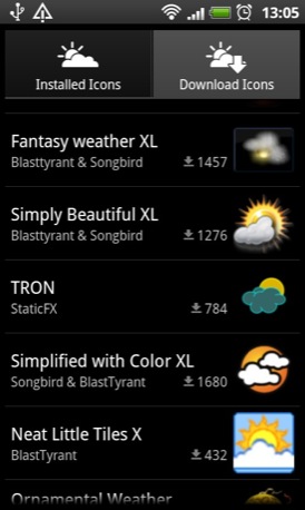 BeWeather Android app screenshot