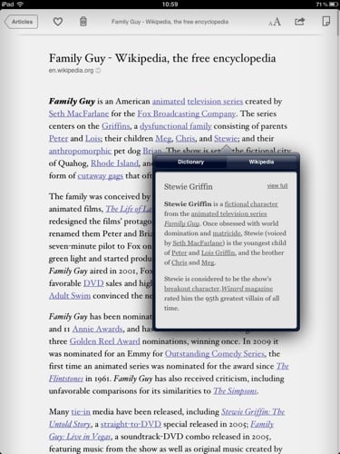 Instapaper iOS app screenshot iPad