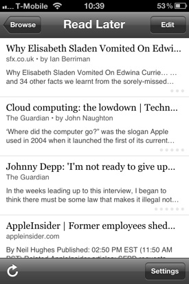 Instapaper iOS app screenshot iPhone