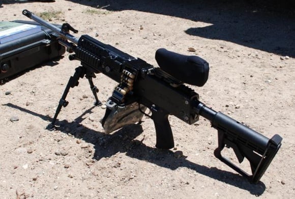 The new Lightweight Small Arms Technologies light machine gun (LSAT LMG) with cased telescoped ammo. Credit: US Army