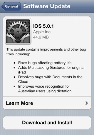 iOS 5.0.1 update