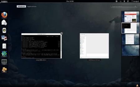 Fedora 16 Workspace Switcher