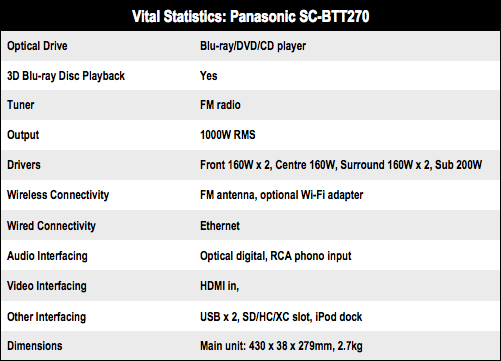 Panasonic SC-BTT270 5.1 Blu-ray home theatre