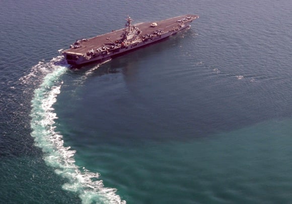 Nov 11, 2011: USS George H.W. Bush (CVN 77) transits the Arabian Gulf in support of Operations Enduring Freedom and New Dawn. Credit: US Navy/Mass Communication Specialist 3rd Class Kasey Krall