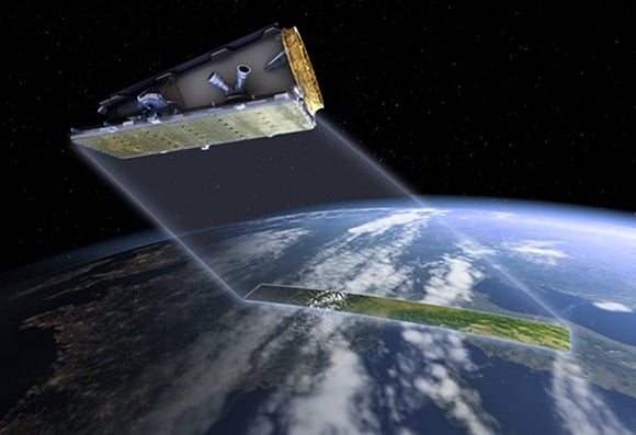 Artist's impression of a NovaSAR satellite over Earth