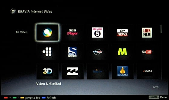 Smart TVs Video on Demand on the Sony
