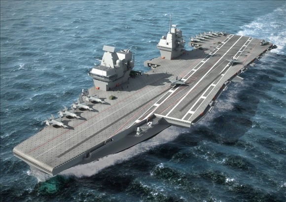 Builders' concept art of the CATOBAR variant carrier for the UK. Credit: Aircraft Carrier Alliance