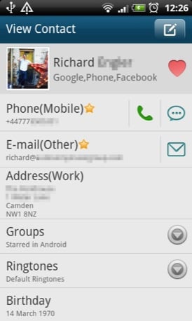 Go Contacts EX Android app screenshot