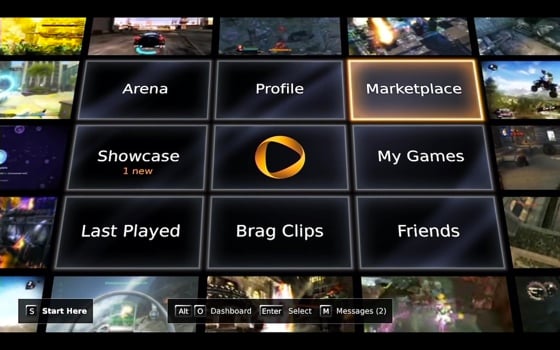 OnLive cloud gaming system UI