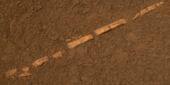 The 'Homestake' gypsum vein on Mars, imaged by rover Opportunity. Credit: NASA/JPL-Caltech/Cornell/ASU 