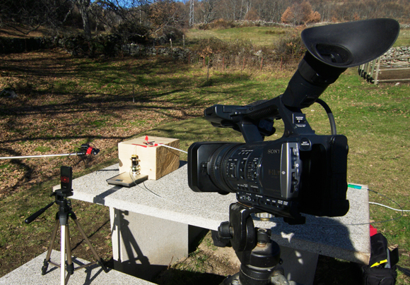 Wide view of the test rig showing video cameras