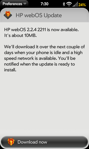 HP WebOS 2.2.4 update