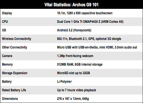 Archos G9 Android tablet