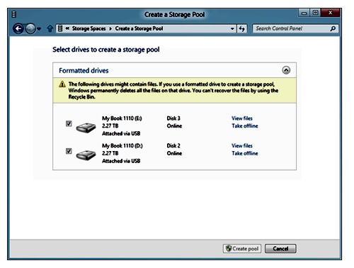 Storage Spaces Control Panel