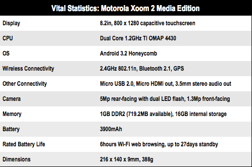 Motorola Xoom 2 Media Edition Android tablet