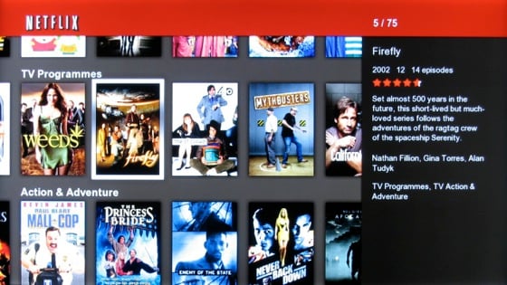 Netflix streaming service screenshot on Samsung