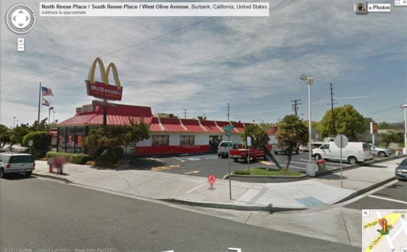 The Burbank McDonald's seen on Street View